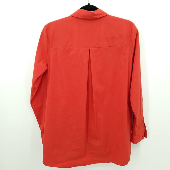 Lafayette 148 New York Stretch Cotton Straight Shirt S Red - Picture 2 of 14